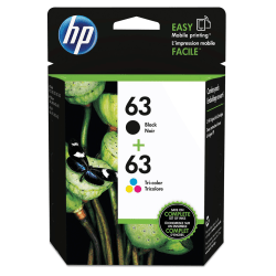 Genuine HP 63 Black/Tri-Color Standard Yield Ink Cartridge, 2/Pack L0R46AN