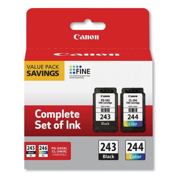 Genuine Canon Value Pack PG-243/CL-244 Black/Tri-Color Standard Yield Ink Cartridge (1287C006)