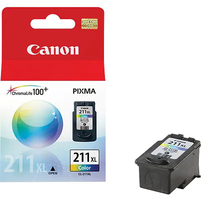 Genuine Canon CL-211XL Tri-Color High Yield Ink Cartridge (2975B001)
