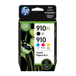 Genuine HP 910XL/910 Black High Yield Cyan/Magenta/Yellow Standard Yield Ink Cartridge 3JB41AN