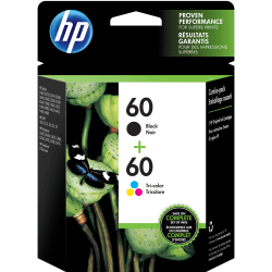 Genuine HP 60 Black/Tri-Color Standard Yield Ink Cartridge, 2/Pack N9H63FN