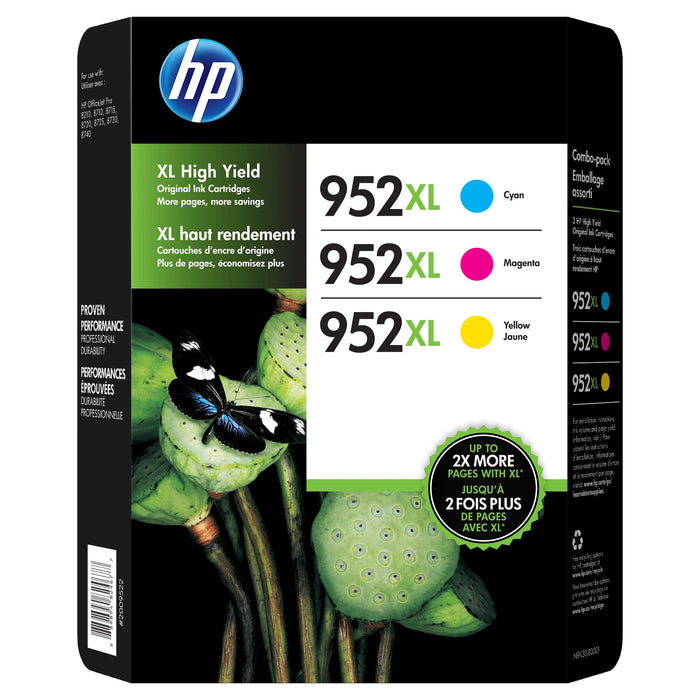 Genuine HP 952XL Cyan/Magenta/Yellow High Yield Ink Cartridge 3/Pack N9K30BN