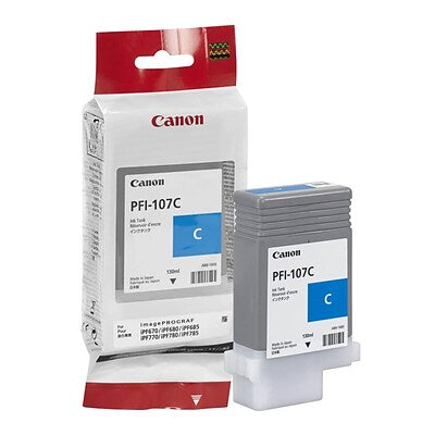 Genuine Canon PFI-107 Cyan Standard Yield Ink Cartridge PFI-107C (6706B001)