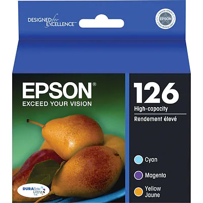 Genuine Epson 126 Cyan/Magenta/Yellow High Yield Ink Cartridge 3/Pack T126520