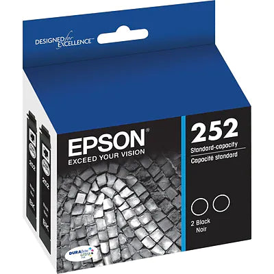 Genuine Epson 252 Black Standard Yield Ink Cartridge, 2/Pack T252120-D2